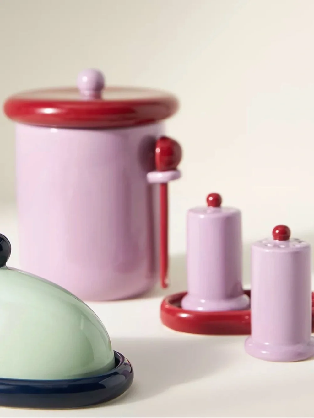 Anthropologie Rika Canister with Scoop Mauve pink pastel multicolor